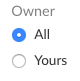 Screenshot of a section titled 'Owner' with radio buttons **All** and **Yours**.