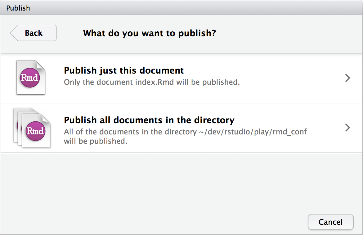 Dialog to publish one or all documents