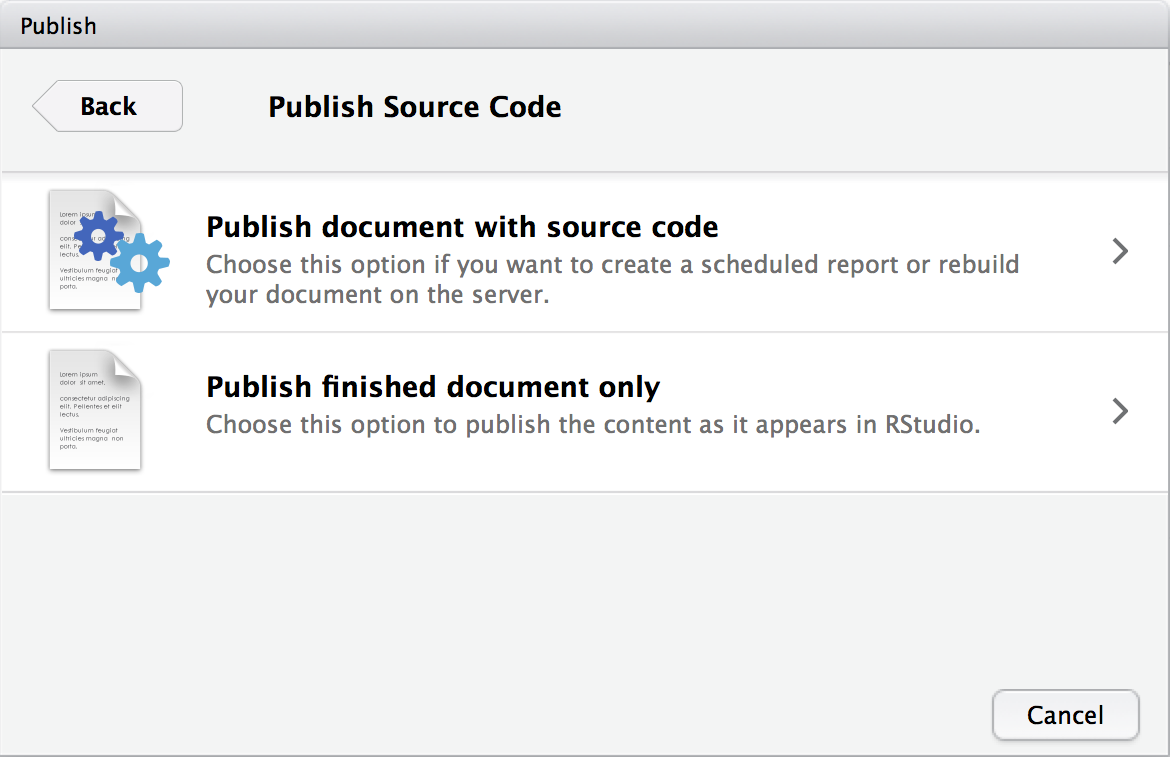 Dialog to publish source code