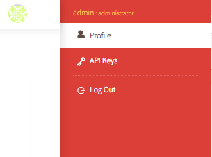 User menu with "Profile, API Keys, Logout" items