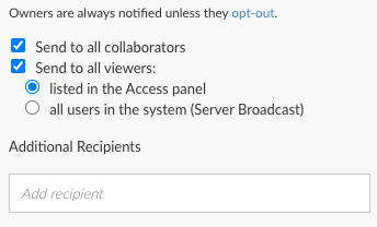 Screenshot of the schedule panel with the Server Broadcast option selected