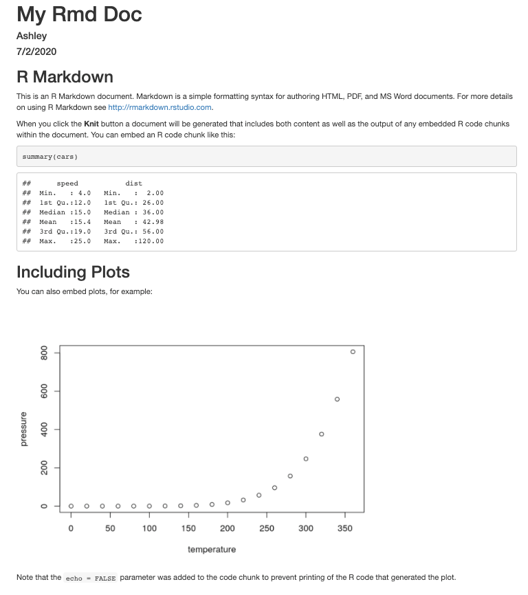 Example of the R Markdown document displaying in
  a browser tab